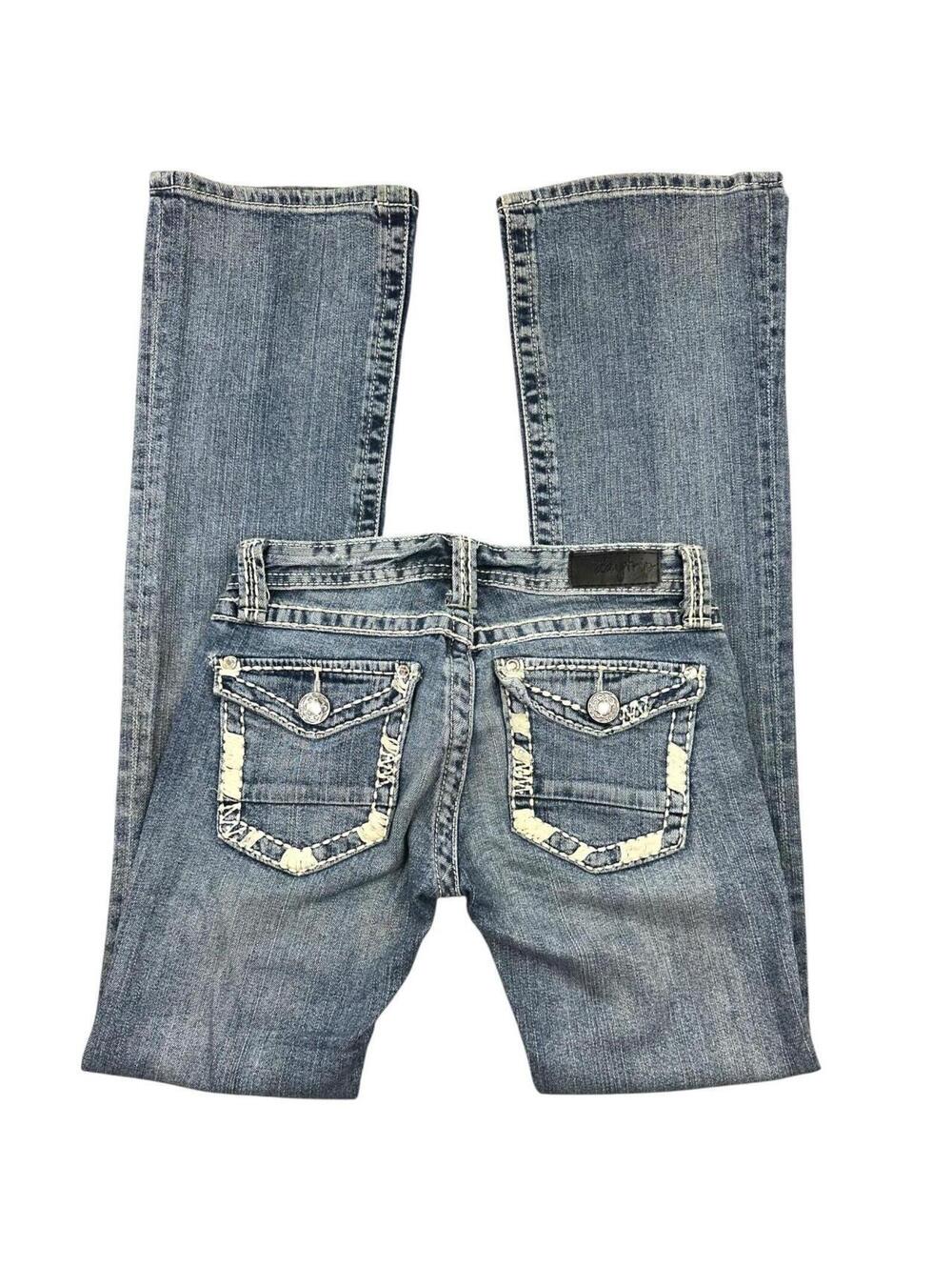Daytrip Y2K Bootcut Jeans with Embroidered Rhinestone Back Pockets